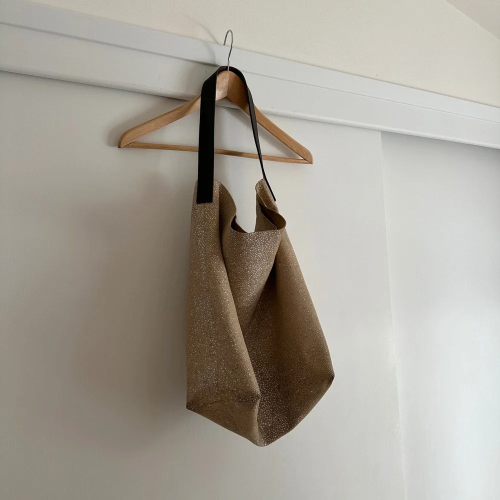 Linde Gallery St Barth Large Tote‎ Bag Tan Speckled Leather